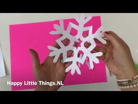 Papieren SNEEUWVLOK maken - knip 6 puntige sneeuwvlok kristal