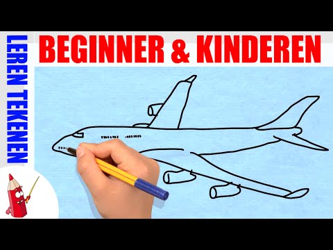 Vliegtuig tekenen in 80s - Leren tekenen voor beginners en kinderen ★ Deel 22