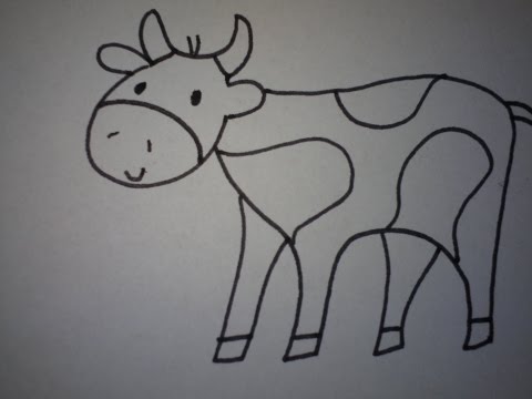 hoe teken je een koe (makkelijk) (how to draw a cow)